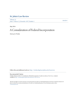 A Consideration of Federal Incorporation