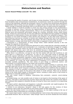 Nietzscheism and Realism - Magyar HP Lovecraft Port&aacute;l
