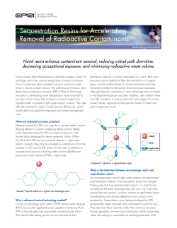 Sequestration Resins for Accelerating Removal of Radioactive