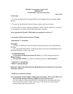 Phil 490: Consciousness and the Self Handout [13] Fred Dretske
