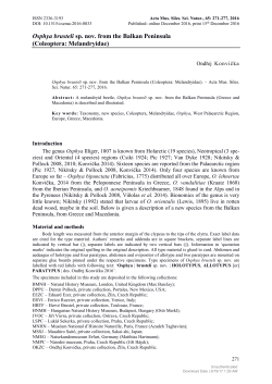 Osphya brusteli sp. nov. from the Balkan Peninsula (Coleoptera