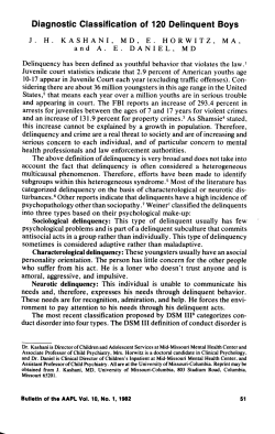 Diagnostic Classification of 120 Delinquent Boys