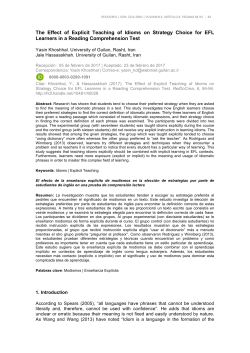 The Effect of Explicit Teaching of Idioms on Strategy Choice for EFL