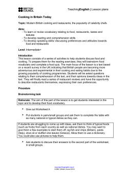 TeachingEnglish | Lesson plans Cooking in Britain Today