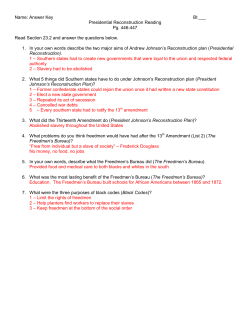 Presidential Reconstruction Reading Pg. 446