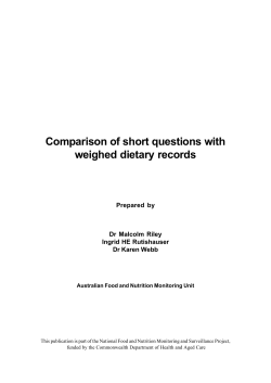 Comparison of short questions with weighed dietary records