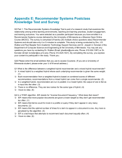 Recommender Systems Post-Class Knowledge Test