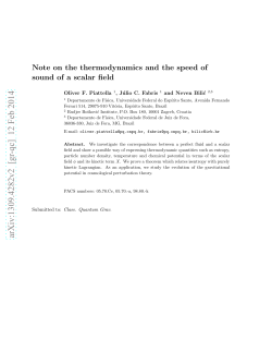 Note on the thermodynamics and the speed of sound of a scalar field