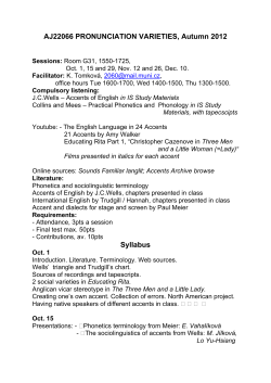 PRONUNCIATION VARIETIES, Autumn 2008