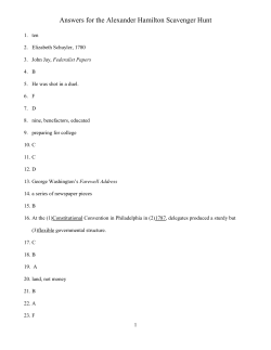 Answers for the Alexander Hamilton Scavenger Hunt