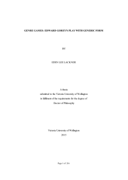 GENRE GAMES: EDWARD GOREY`S PLAY