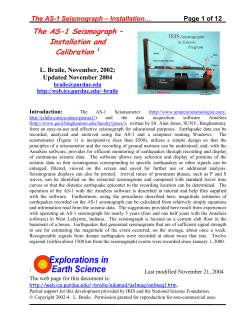 The AS-1 Seismograph &ndash; Installation and Calibration 1
