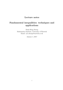 Lecture notes Fundamental inequalities: techniques and applications