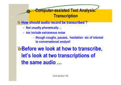 Computer-assisted Text Analysis: Transcription