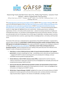 Improving Food and Nutrition Security, Reducing Poverty: Lessons