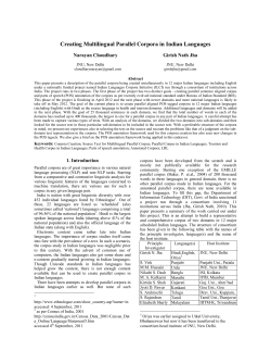 Creating Multilingual Parallel Corpora in Indian Languages