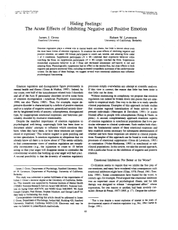 Hiding Feelings: The Acute Effects of Inhibiting