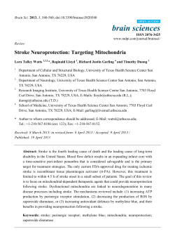 Stroke Neuroprotection: Targeting Mitochondria