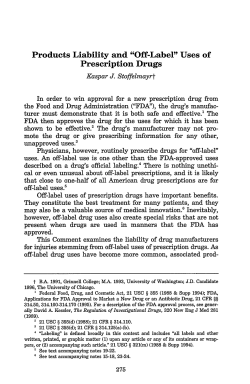 "Off-Label" Uses of Prescription Drugs