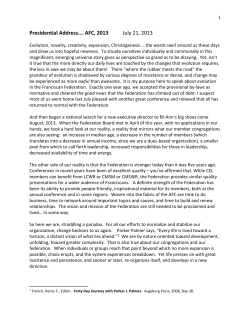 Presidential Address…. - Franciscan Federation