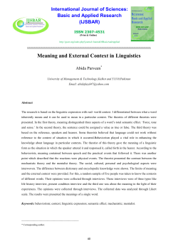 Meaning and External Context in Linguistics