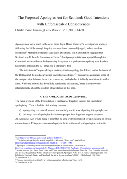 The Proposed Apologies Act for Scotland