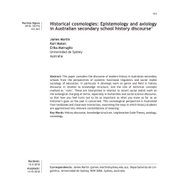 Historical cosmologies: Epistemology and axiology in