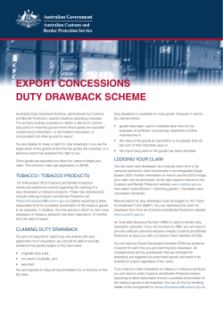 EXPORT CONCESSIONS DUTY DRAWBACK SCHEME