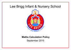 Calculation Policy 2015 - Lee Brigg Infant School