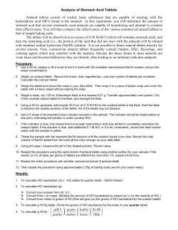 Analysis of Stomach Acid Tablets Antacid tablets
