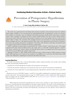 Prevention of Perioperative Hypothermia in Plastic Surgery