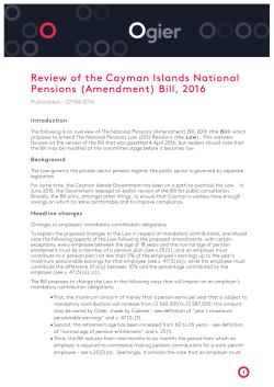 Review of the Cayman Islands National Pensions (Amendment) Bill
