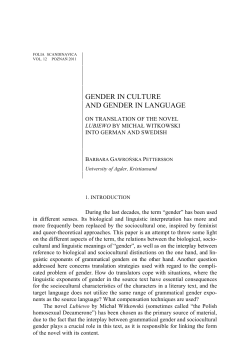 GENDER IN CULTURE AND GENDER IN LANGUAGE