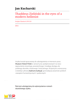 Jan Kucharski Thaddeus Zieliński in the eyes of a modern