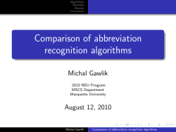 Comparison of abbreviation recognition algorithms