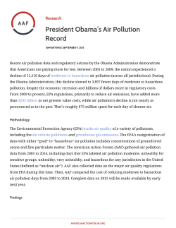 President Obama`s Air Pollution Record