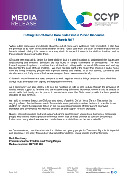 Mar 17, 2017 Putting Out-of-Home Care Kids First in Public Discourse