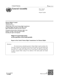 Summary report on the high-level panel discussion on the