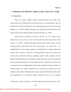 7. profiles of protein, amino acids and fatty acids