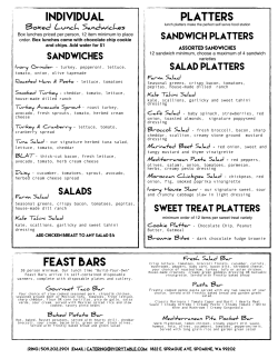 drop off lunch menu/order form