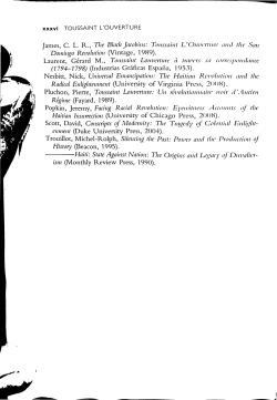 James, C. L. R., Tlie Black Jacobins: Toussaiiit L`Ouvcrtuvc and the