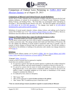 Comparison of Federal Laws Pertaining to VAWA 2013 and Missouri