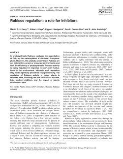 Rubisco regulation: a role for inhibitors
