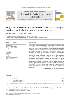 Pragmatic inference abilities in individuals with Asperger syndrome