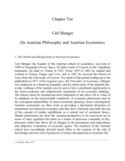 Carl Menger On Austrian Philosophy and Austrian Economics