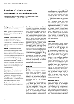 Experience of caring for someone with anorexia nervosa: qualitative