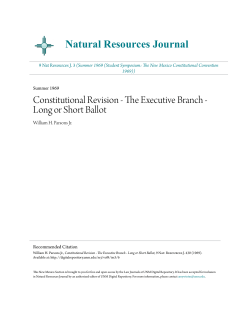 Constitutional Revision - The Executive Branch