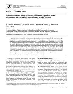 Secondhand Smoke, Dietary Fruit Intake, Road Traffic Exposures