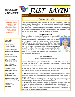 June 2015 - Sun Cities CareGivers