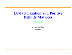LU-factorization and Positive Definite Matrices